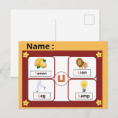 Educational Alphabet Letter L Flashcard for Kids  ポストカード (正面/裏面)