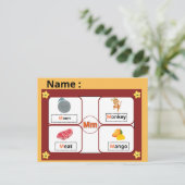Educational Alphabet Letter M Flashcard for Kids  ポストカード (スタンド正面)
