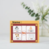 Educational Alphabet Letter N Flashcard for Kids  ポストカード (スタンド正面)