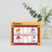 Educational Alphabet Letter O Flashcard for Kids ポストカード (スタンド正面)
