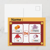 Educational Alphabet Letter O Flashcard for Kids ポストカード (正面/裏面)
