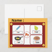 Educational Alphabet Letter P Flashcard for Kids ポストカード (正面/裏面)