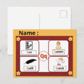 Educational Alphabet Letter Q Flashcard for Kids ポストカード (正面/裏面)