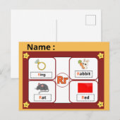 Educational Alphabet Letter R Flashcard for Kids  ポストカード (正面/裏面)