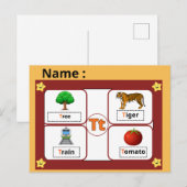  Educational Alphabet Letter T Flashcard for Kids  ポストカード (正面/裏面)