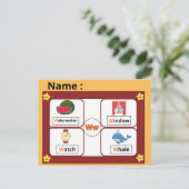 Educational Alphabet Letter W Flashcard for Kids  ポストカード (スタンド正面)