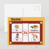 Educational Alphabet Letter X Flashcard for Kids ポストカード (正面/裏面)