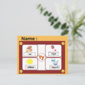 Educational Alphabet Letter Y Flashcard for Kids  ポストカード (スタンド正面)