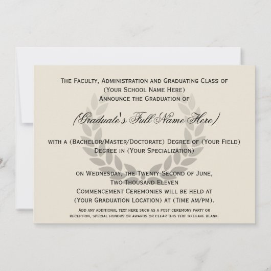 Educational Crest College卒業発表 招待状 (裏面)