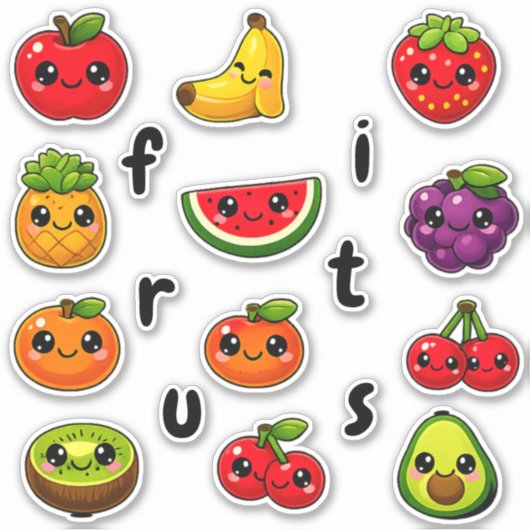 Educational Fruit Stickers - Spelling Fun for Kids シール (正面)