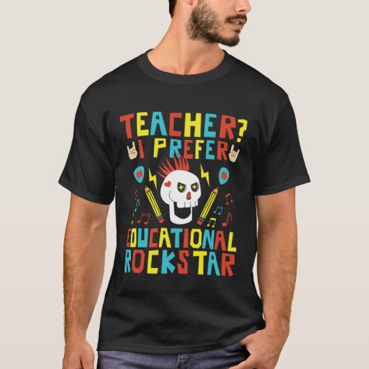 Educational Rockstar Music Teacher First Day of Sc Tシャツ (正面)