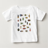 Educational Watercolor Beetle Baby T-Shirt ベビーTシャツ (正面)