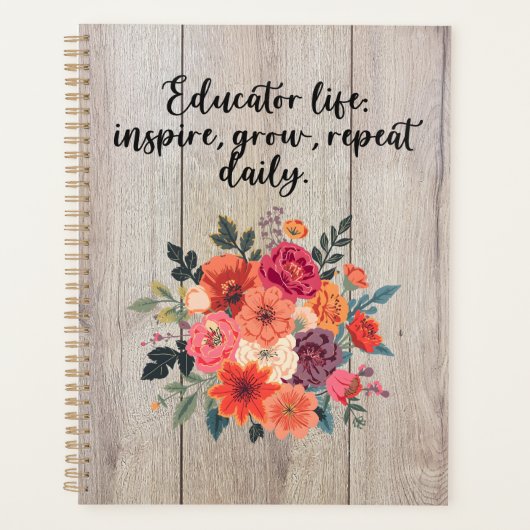 Educator Life Inspire Grow Repeat Daily Design プランナー手帳 (正面)