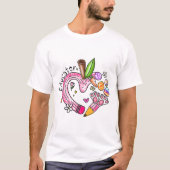 Educator Pencil Apple Bunny Eggs Easter Day Teache Tシャツ (正面)