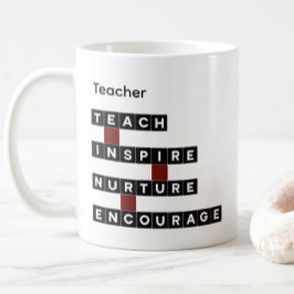 Educator Teacher Word Tile Black Custom Text コーヒーマグカップ