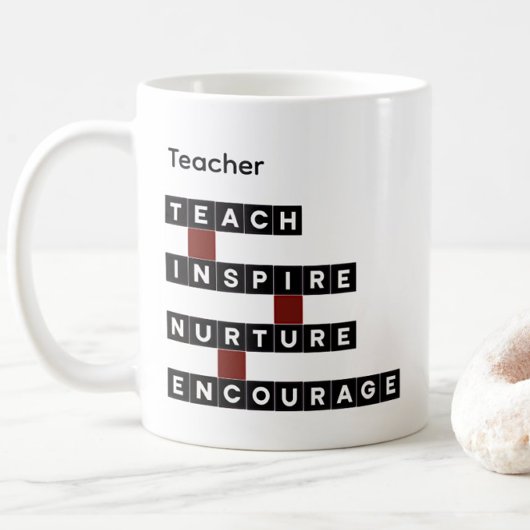 Educator Teacher Word Tile Black Custom Text コーヒーマグカップ