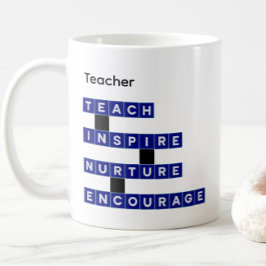 Educator Teacher Word Tile Navy Blue Custom Text コーヒーマグカップ