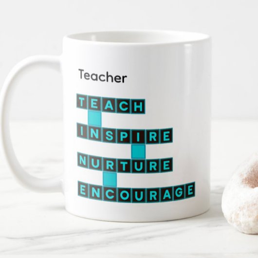 Educator Teacher Word Tile Teal Custom Text コーヒーマグカップ