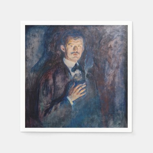 Edvard Munch – タバコ付きセルフポートレート スタンダードカクテルナプキン (正面)