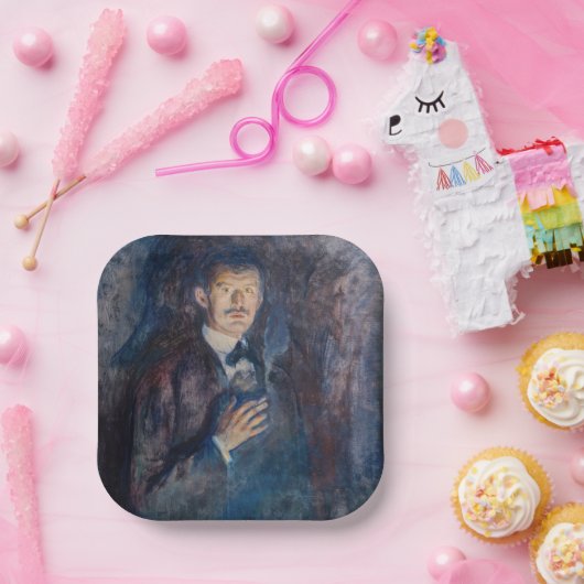 Edvard Munch – タバコ付きセルフポートレート ペーパープレート (パーティー)