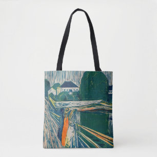 Edvard Munch – ブリッジ上の女の子,リトグラフ トートバッグ
