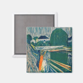 Edvard Munch – ブリッジ上の女の子，リトグラフ マグネット (正面/裏面)