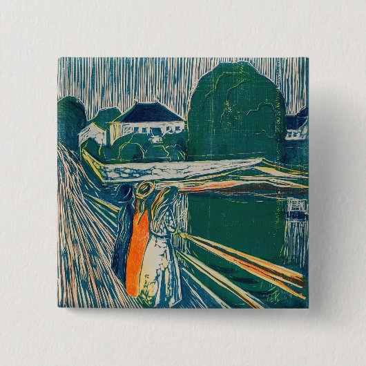 Edvard Munch – ブリッジ上の女の子,リトグラフ 缶バッジ (正面)