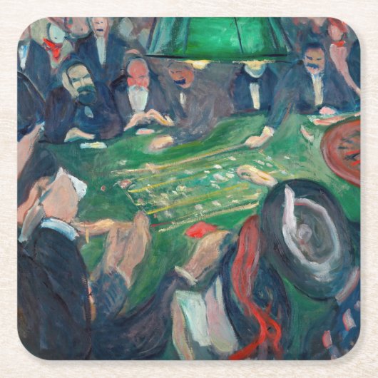 Edvard Munch – モンテカルロのルーレット表 スクエアペーパーコースター (正面)