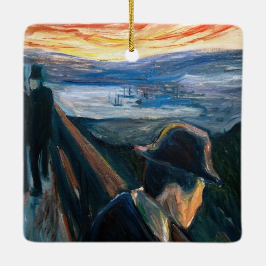 Edvard Munch – 日没の気分、絶望1892 セラミックオーナメント (裏面)