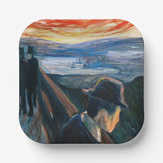 Edvard Munch – 日没の気分、絶望1892 ペーパープレート (正面)