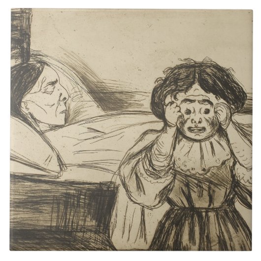 Edvard Munch – 死んだ母親とその子 タイル (正面)