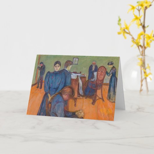 Edvard Munch – 病室での死亡v2 カード (黄色い花)