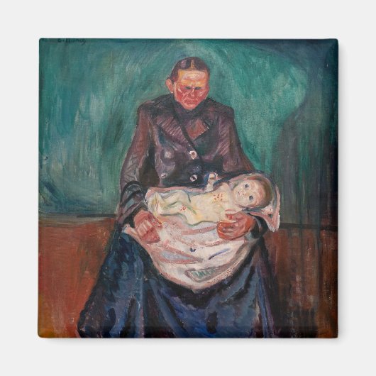 Edvard Munch – 病気の子供を持つ女性、相続 マグネット (正面)