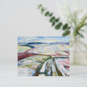 Edvard Munch Field in Snow (1907)有名絵を描店 ポストカード (スタンド正面)