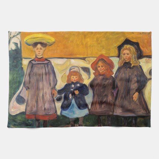 Edvard Munch - Four Girls in Asgardstrand キッチンタオル (横)