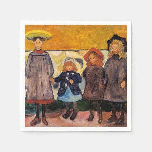 Edvard Munch - Four Girls in Asgardstrand スタンダードカクテルナプキン (正面)
