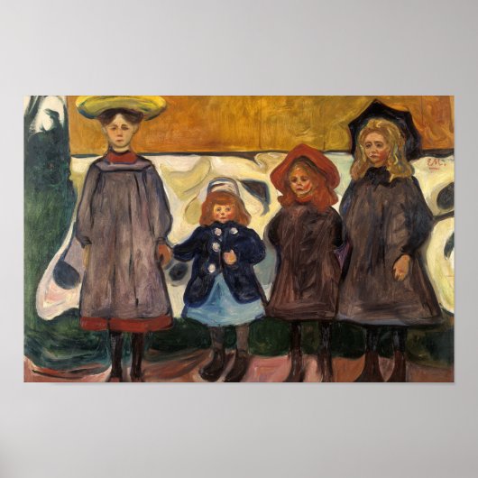 Edvard Munch - Four Girls in Asgardstrand ポスター (正面)