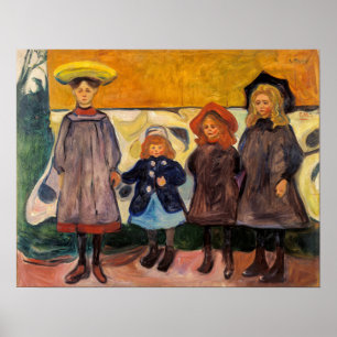 Edvard Munch - Four Girls in Asgardstrand ポスター