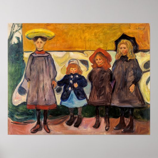 Edvard Munch - Four Girls in Asgardstrand ポスター (正面)