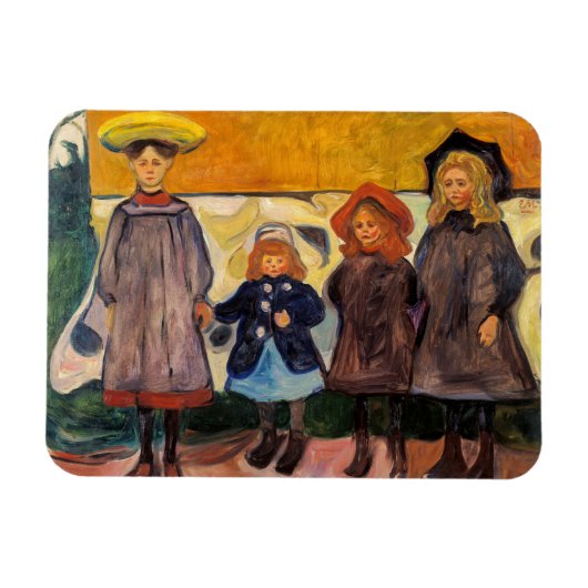 Edvard Munch - Four Girls in Asgardstrand マグネット (横)