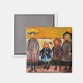 Edvard Munch - Four Girls in Asgardstrand マグネット (正面/裏面)
