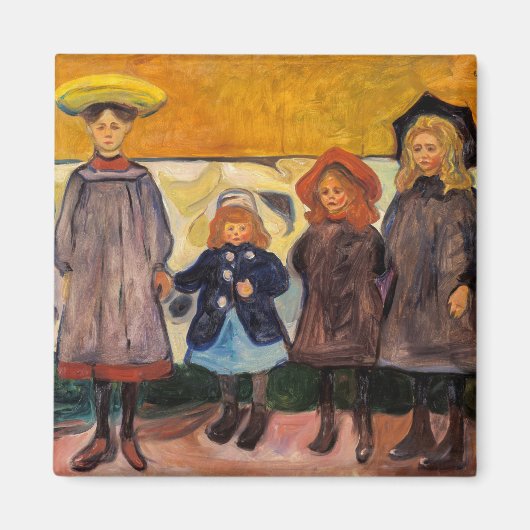 Edvard Munch - Four Girls in Asgardstrand マグネット (正面)