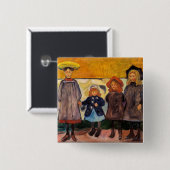 Edvard Munch - Four Girls in Asgardstrand 缶バッジ (正面&裏面)