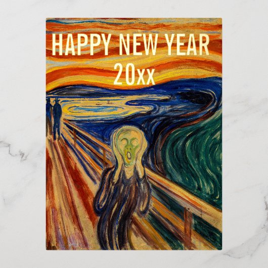 Edvard Munch - Happy New Year from the Scream 箔シーズンポストカード (正面)
