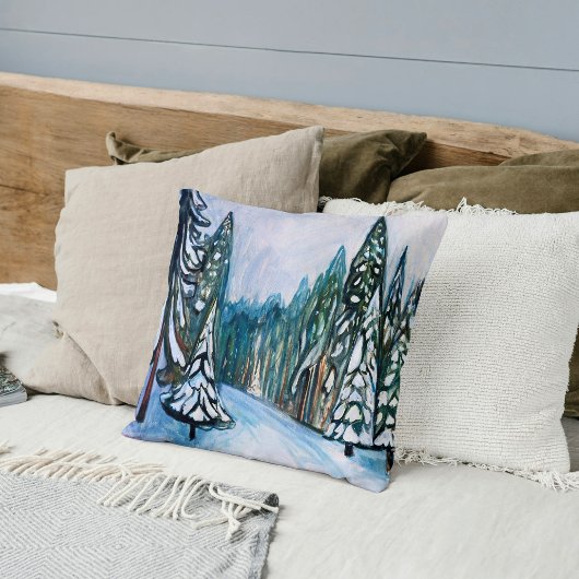 Edvard Munch New Snow, Winter Forest Landscape クッション