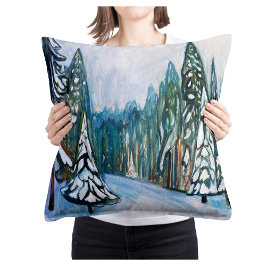 Edvard Munch New Snow, Winter Forest Landscape クッション