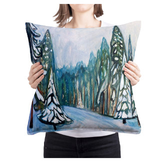 Edvard Munch New Snow, Winter Forest Landscape クッション