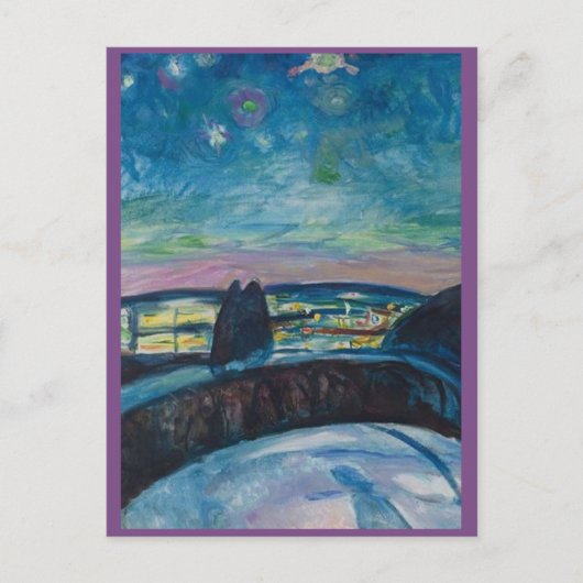 Edvard Munch、Starry Nightの絵を描ポストカード ポストカード (正面)