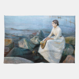 Edvard Munch - Summer Night, Inger on theビーチ キッチンタオル