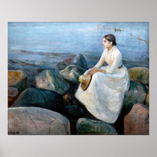 Edvard Munch - Summer Night, Inger on theビーチ ポスター (正面)